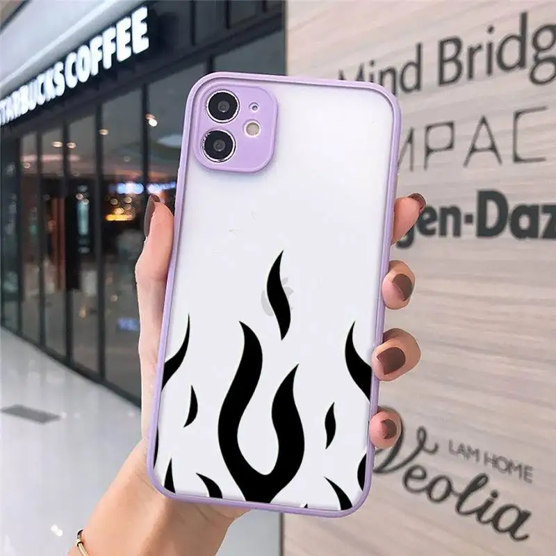 

Fashion Red Flames Fitted Phone Cases Matte Transparent for iPhone 7 8 11 12 s mini pro X XS XR MAX Plus cover funda