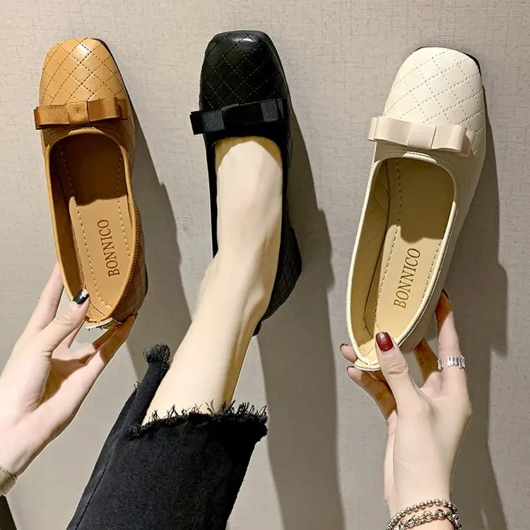 

Large size Single shoes women's new spring and autumn casual fashion low-heeled small leather shoes pregnant women peas shoes