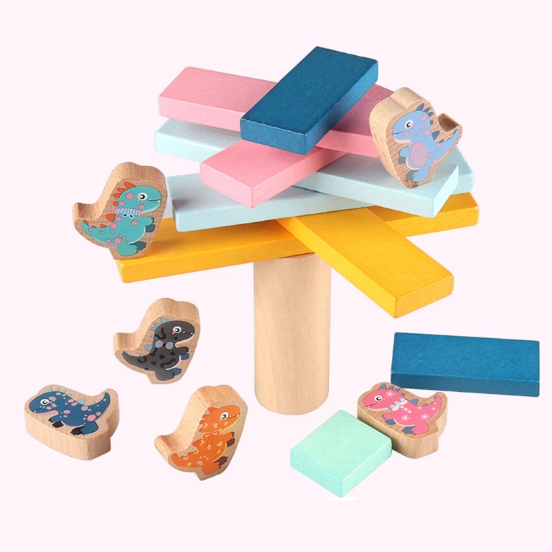 

Wooden Dinosaur Stacking Game Toy Kids Balance Layer Stacking Toys Baby Early Education Blocks Building Blocks