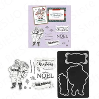 santa claus clear stamps and metal cutting dies for decoration diy craft making greeting card scrapbooking christmas new arrived