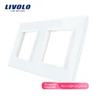 Livolo Роскошный Серый с жемчугом и кристаллами стекло, 150 мм * 80 мм, стандарт ЕС, двойной стекло панель для настенного выключателя и гнездо, VL-C7-SRSR-111213