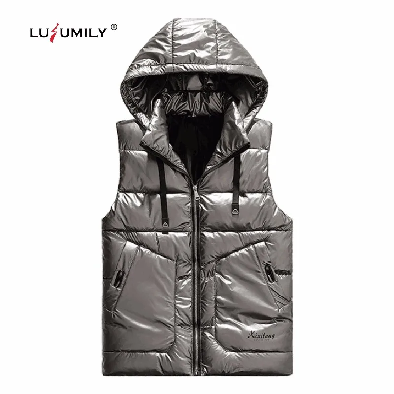 

Lusumily Women Winter Vest New 2021 Down Vests Casual Waistcoat Sleeveless Jacket Hooded Warm Both Sides Hat Detachable Tops