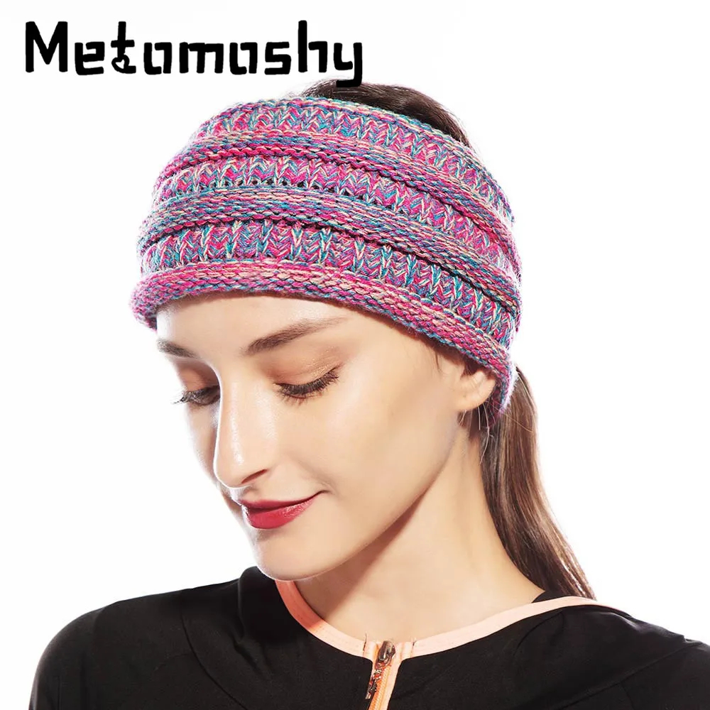 Новинка зимняя теплая однотонная женская зеленая вязаная крючком повязка на