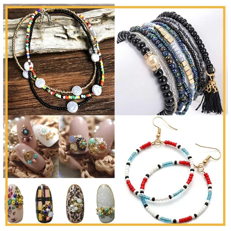 

12000 Pcs 3mm Glass Seed Beads Starter Kit, Small Craft Beads for DIY Bracelet Jewelry Making Supplies