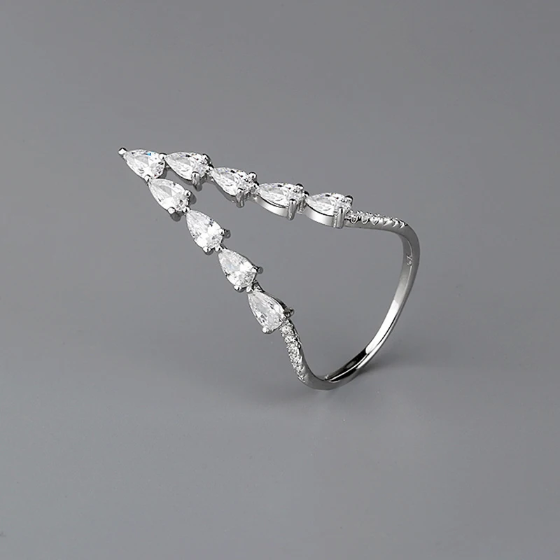 Joseph Mola Настоящее серебро 925 проба кольцо 7A прозрачный Куб Циркон V Форма