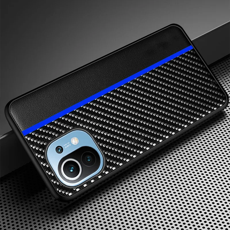 

Тонкий чехол для телефона для Xiaomi 11 Pro Mi 10 углеродного волокна мобильный телефон чехол-бампер Сверхтонкий защитный противоударный корпус