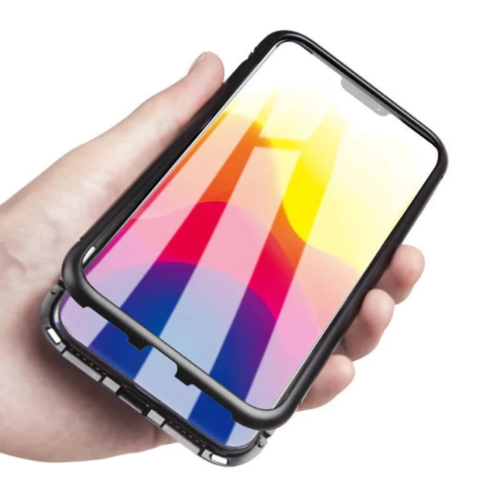 Magneto Adsorbable Phone Cover Tempered Glass Case Clear Back 2 in 1 Magnetic Metal Frame For HUAWEI P20 P20PRO | Мобильные телефоны