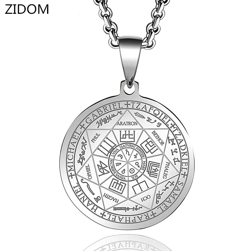 Мужская винтажная подвеска сигил ожерелье из нержавеющей стали Круглый амулет|Ожерелья с подвеской| |