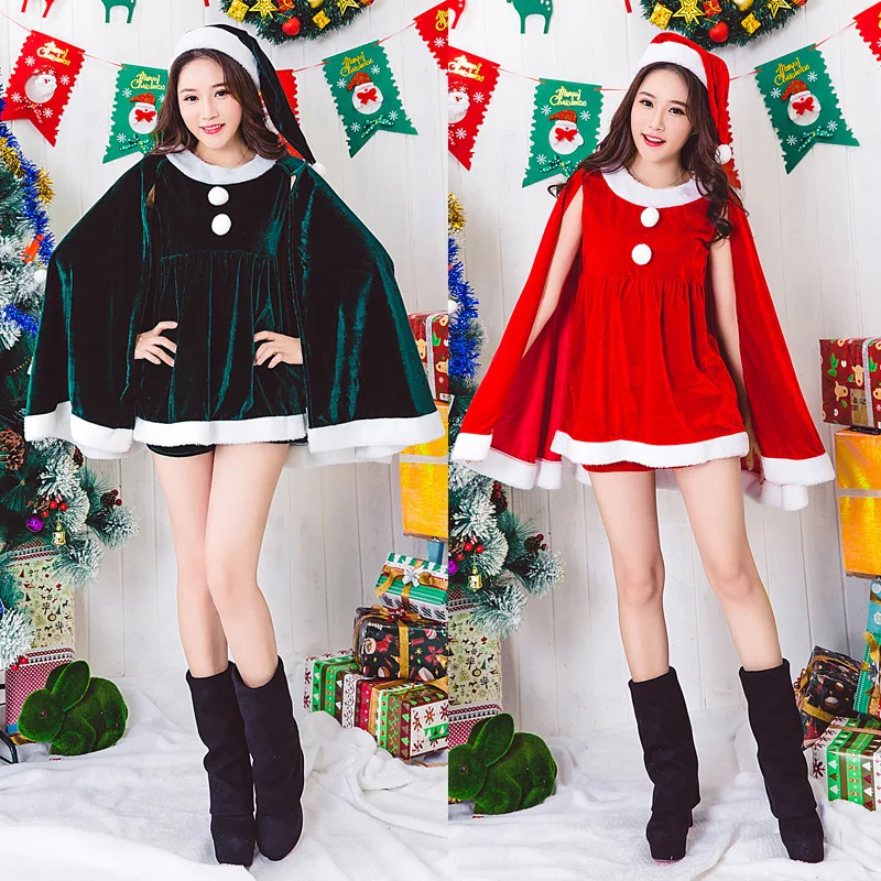 

Christmas clothes jumpsuit shawl Christmas costume cosplay costume Christmas Eve stage show show girlfriends costume