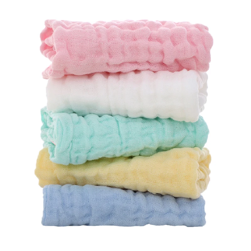 solid color 25x50cm Herbabe/5 шт., банное полотенце для новорожденных, хлопок, 6 слоев, одноцветные абсорбирующие полотенца для рук и лица, детские влажные салфетки, мочалка - Цвет: solid color 25x50cm