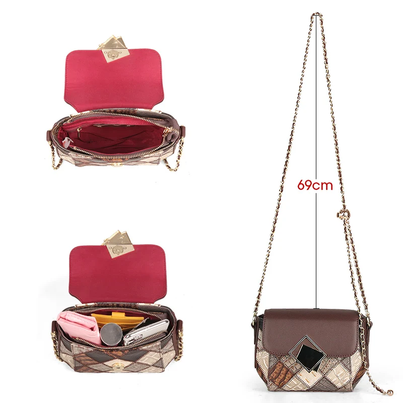 2021 Vintage Genuine Leather New Small Women's Shoulder Crossbody Bag Spring Summer Bucket Diamond Lady Classic Flap Purses