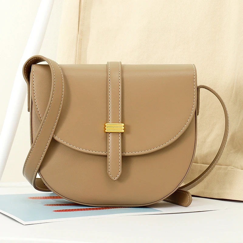 

BBag Fashion Crossbody For Women 2021 Clean Look Semicircle Saddle Handbags Luxury Designer Ladies PU Leather Shoulder Bag