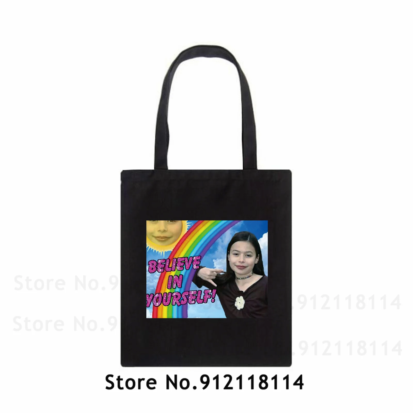 

In Believe Uself Canvas Bag Shopper Bag Shopping Bags Handbags Shoulder Bag Casual Handbag Women High Capacity Eco Bag