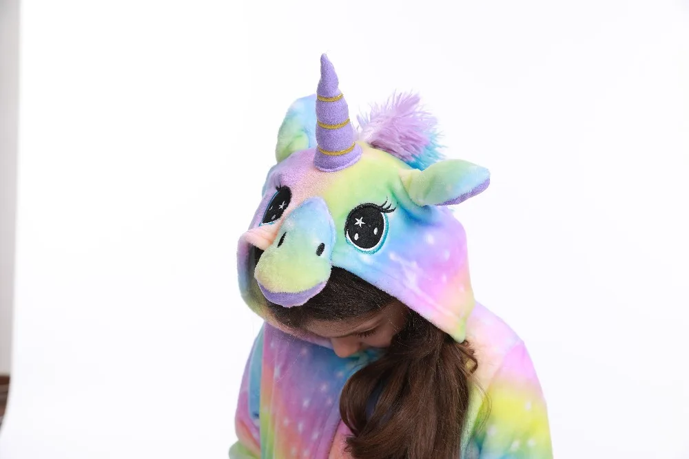 Kids Unicorn Bath Robes Winter Children's Bathrobe Kigurumi Animal Flannel Sleepwear For Big Boys Girls Pyjamas Nightgown