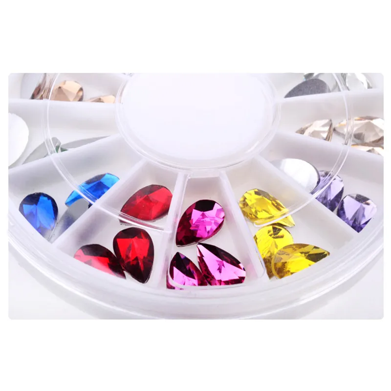 

Drop Shape Colorful Nail Rhinestones Crystal Mixed Size Nail Studs Manicure Nail Art Decorations 1 Box#S-Y109