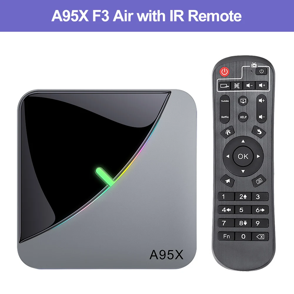 Android 9,0 RGB светильник Smart tv Box Amlogic S905X3 USB3.0 1080P H.265 4K 60fps Wifi Google Play Netflix Youtube A95X F3 Air 8K