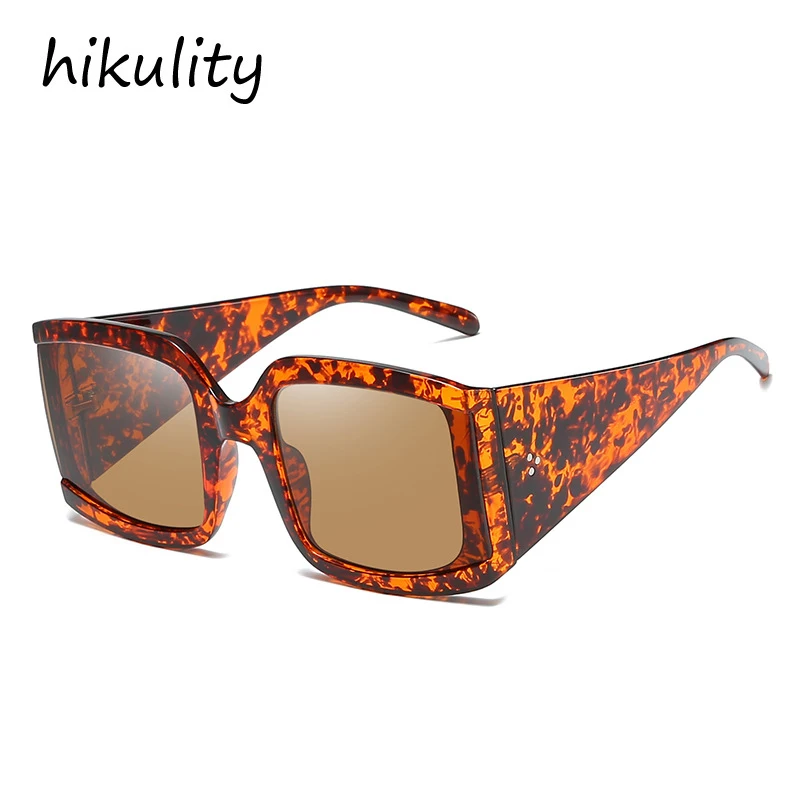 Винтажные Квадратные Солнцезащитные очки с заклепками для женщин широкими