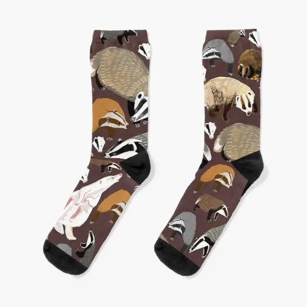 European Badger Crew Socks Women Winter Cartoon Autumn Short Mens Funny Unisex Best Comfortable Sports Ladies Breathable Cotton