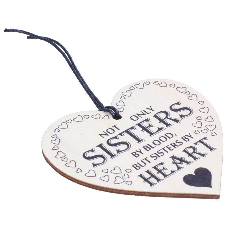 2 Pcs Heart Shaped Wooden Hanging Plaque Love Gift Sign: 1 Sisters By Best Sister &amp My Children Having Yo |