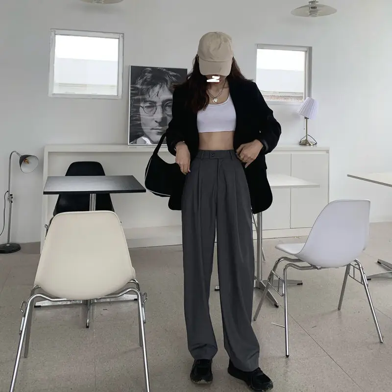 

Loose wide leg pants spring summer 2021 Korean pants women's slim and versatile straight suit pants