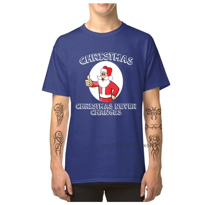Fallout T-shirt Men Christmas Never Changes Vault Boy Santa Claus Printed Tops & Tees Fashion Gift T Shirt Adult Cotton Tshirt