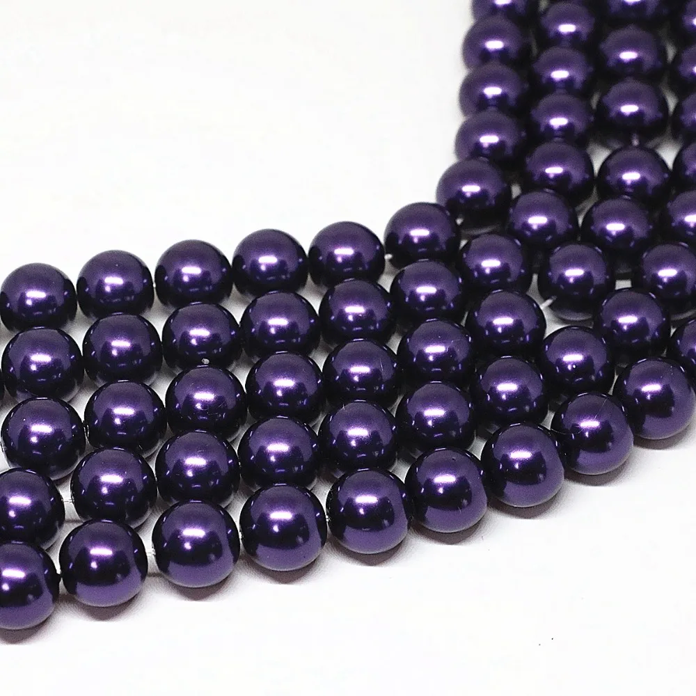 

Fashion dark purple shell simulated-pearl round loose accessories spacers beads 4-14mm diy chain jewelry making 15inch B1619