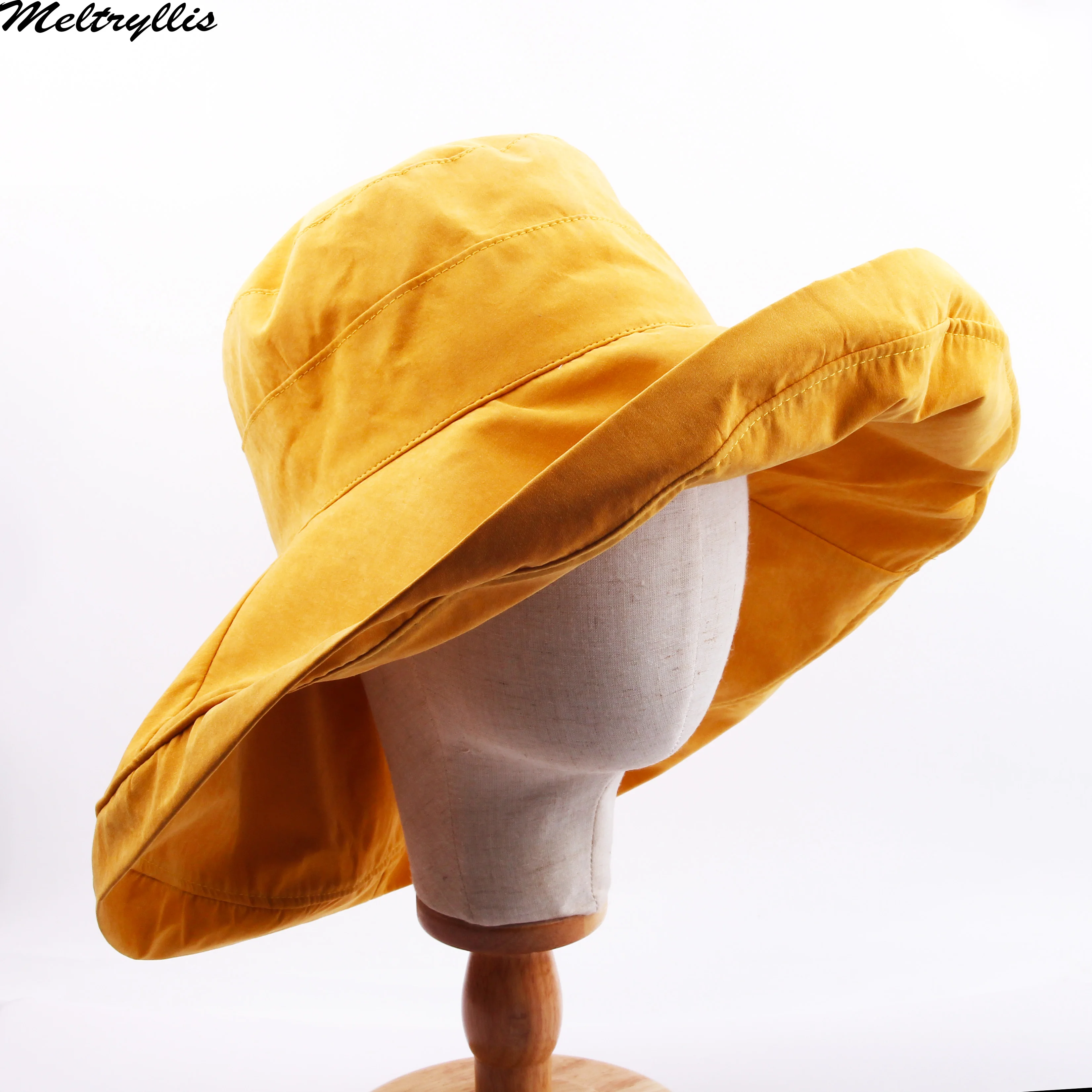 

[Meltryllis]Women Fashionable Sun Hat Super Wide Brim Fold Bucket Cap Hiking Climbing Hunting Fishing Outdoor Protection Caps