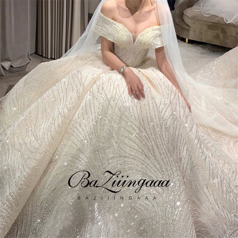 BAZIIINGAAA Модные Простые 2021 Свадебные платья кружевные с рукавом три четверти и