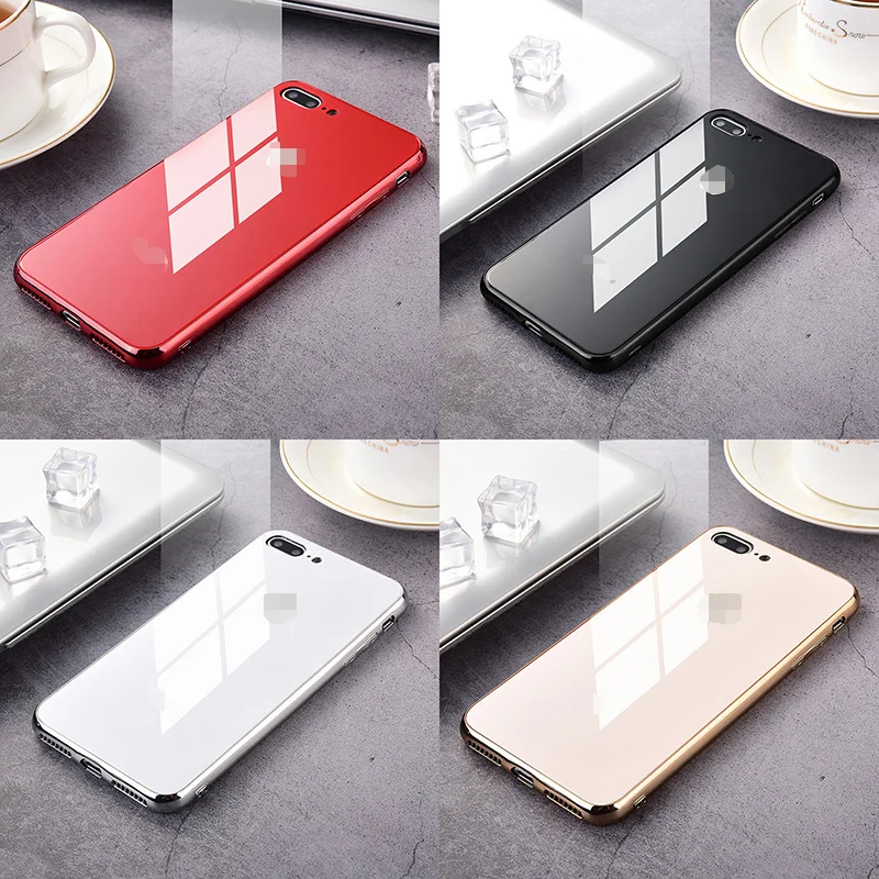 

Phone Case for Apple iPhone 7 8 Plus 6 6s XS Max XR 11 Pro Max Tempered Glass Ultra Slim Plating Glossy Mobile Phone Cover Cases