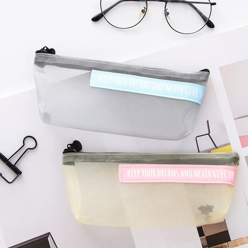 Nylon Gauze Transparent Pencil Case Stationery Storage Box Bag Escalar Papelaria Escolar School Supplies | Канцтовары для офиса и