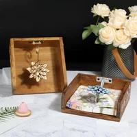 floral vintage golden edging napkin holder european palace creative wooden tissue boxes ornament square paper towel organization