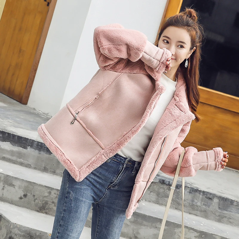 Winter Warm Women Locomotive Faux Fur Coat Luxury Design Clothing Female Leather Overcoats Outerwear Trench Coats A158 | Женская одежда