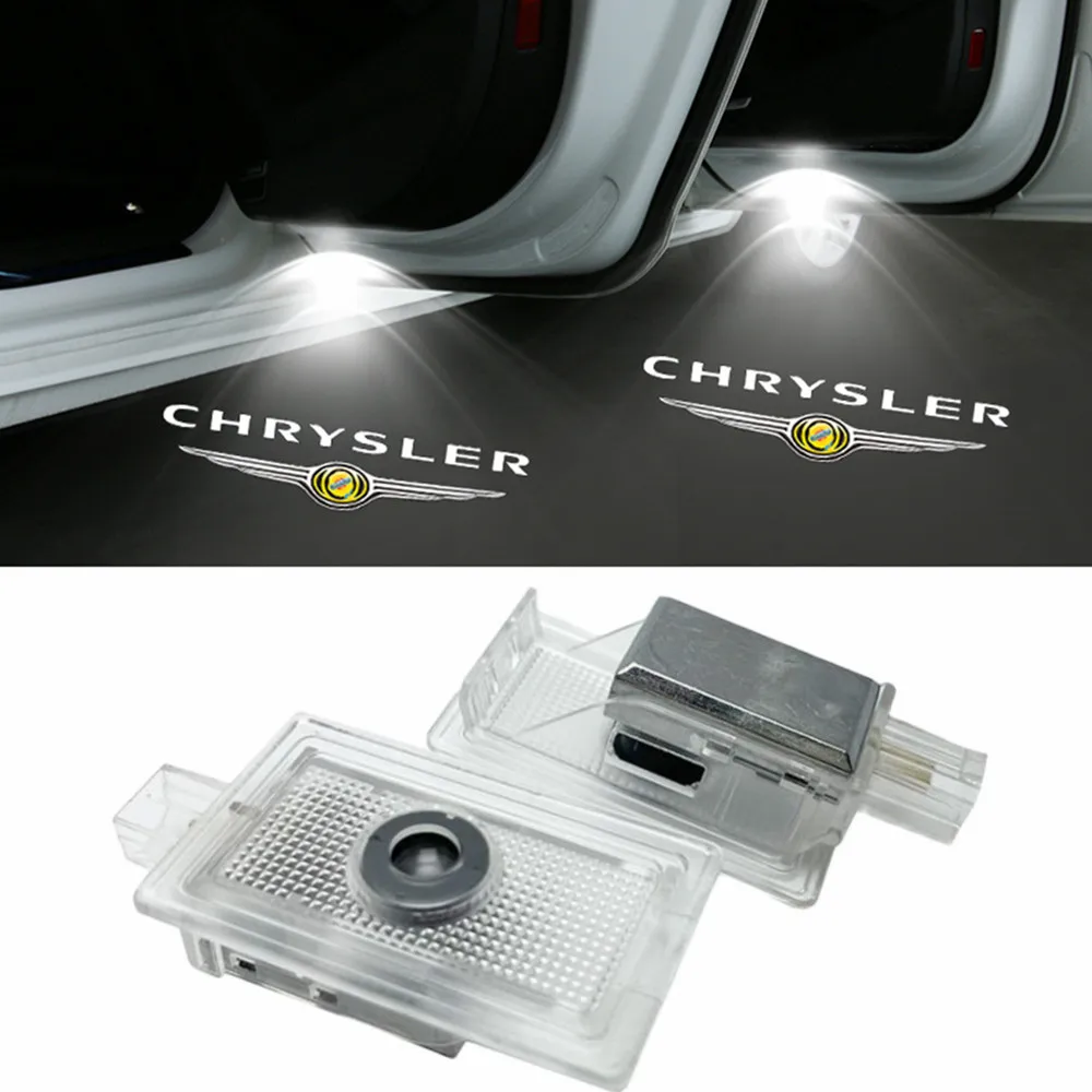 2Pcs LED Car Door  Logo Laser Projector Warning Lights For Chrysler 300 300c 200 200c Sebring Lancia Thema Decorative Lamp Auto