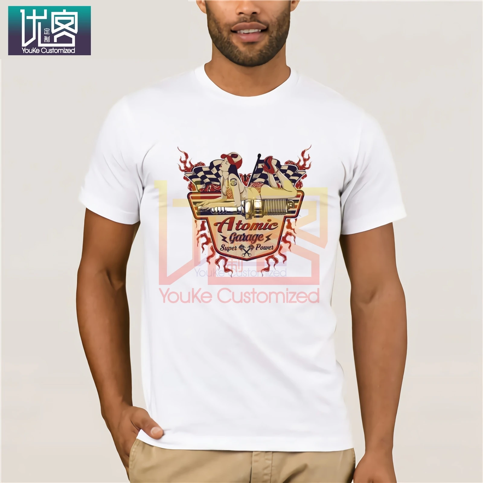 Футболка с машинкой 2020 модные брендовые хлопковые футболки старая школа атомная