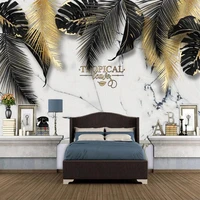 custom 3d wallpaper murals tropical plant golden leaves photo background wallpapers home decor living room bedroom wall painting