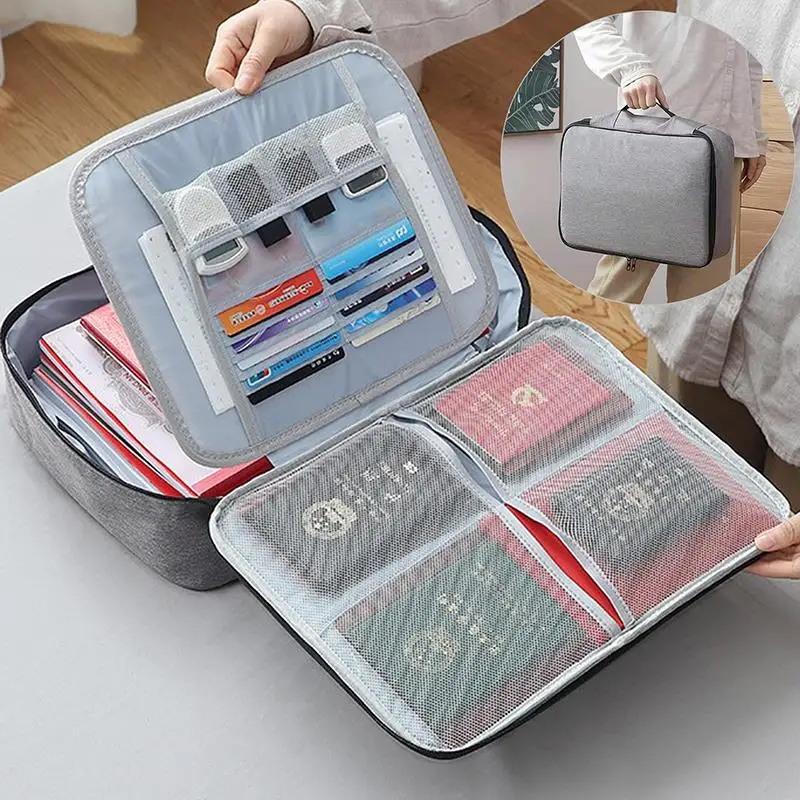 

File Organizer Bag Important Document Storage Organizer with Lock Multi-Layer for Certificate Diploma Passport Laptop Cards