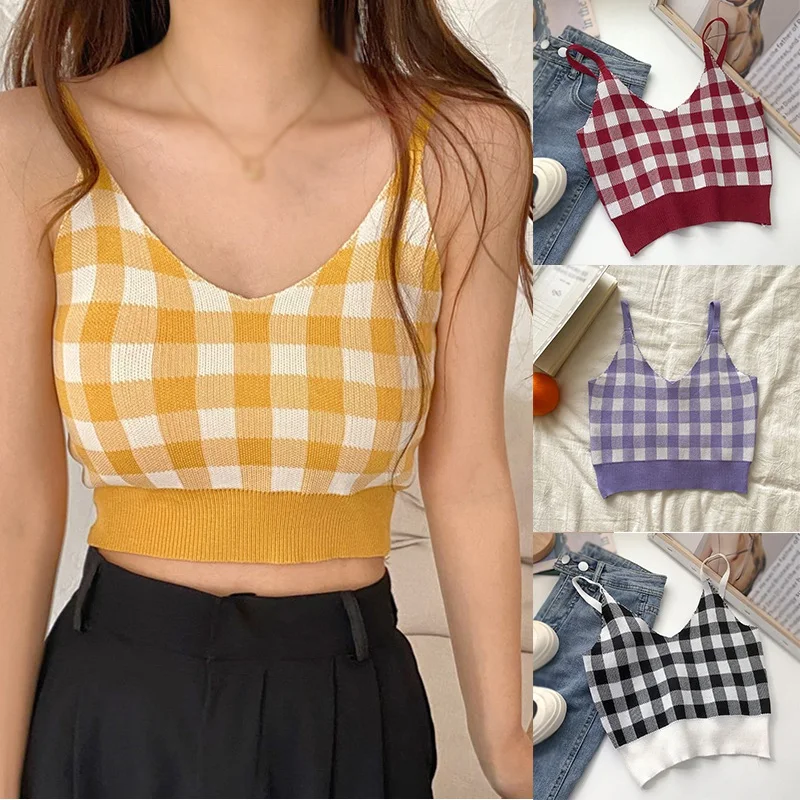 Женские сексуальные укороченные топы с V-образным вырезом милый Вязаный топ