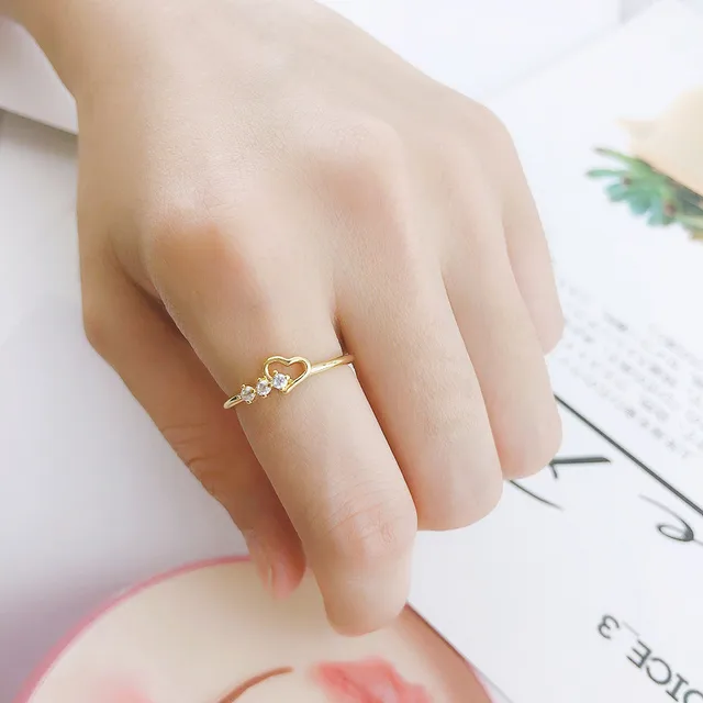 Dainty Ring For Women Jewellry Simple Cute Love Heart CZ Rose Gold Color Wedding Bride Gift Fashion Jewelry Wholesale R210 2