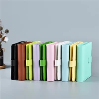 macaron color a5 a6 6 ring binder pu clip on notebook leather loose leaf notebook cover notebooks journal kawaii stationery