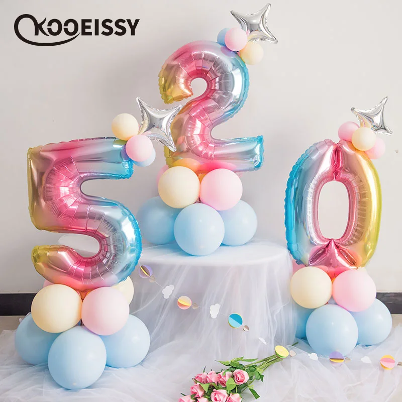 Градиент цвета радуги с днем рождения любовь письмо фольги шар звезда номер 0-9