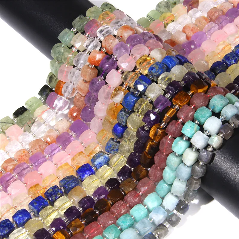 Граненые кубические бусины Натуральный Необработанный минеральный камень с