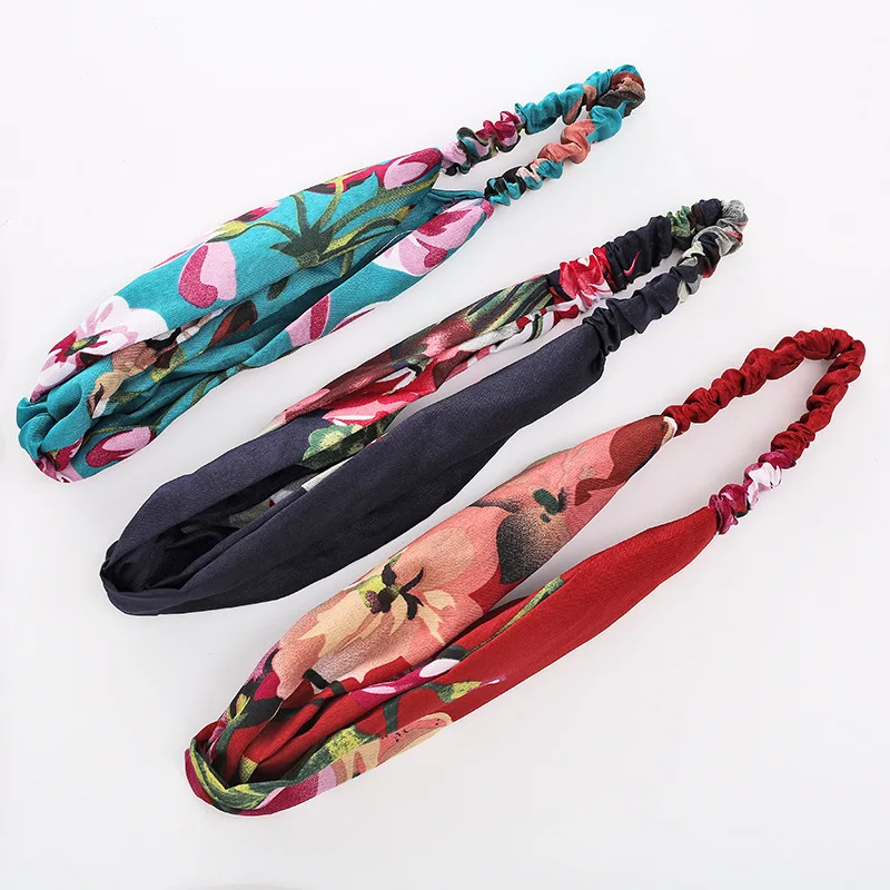 1 шт. шифоновая цветочная ткань повязка на голову с перекрестными узелками и