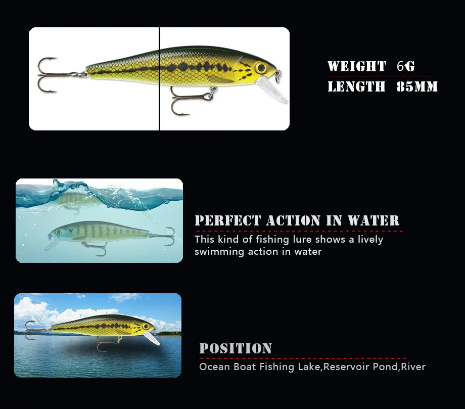 Мини Minnow 6g 85 мм рыболовные приманки высокое качество плавающая качели жесткая приманка свимбейт crankbait whopper plopper pesca бас щука