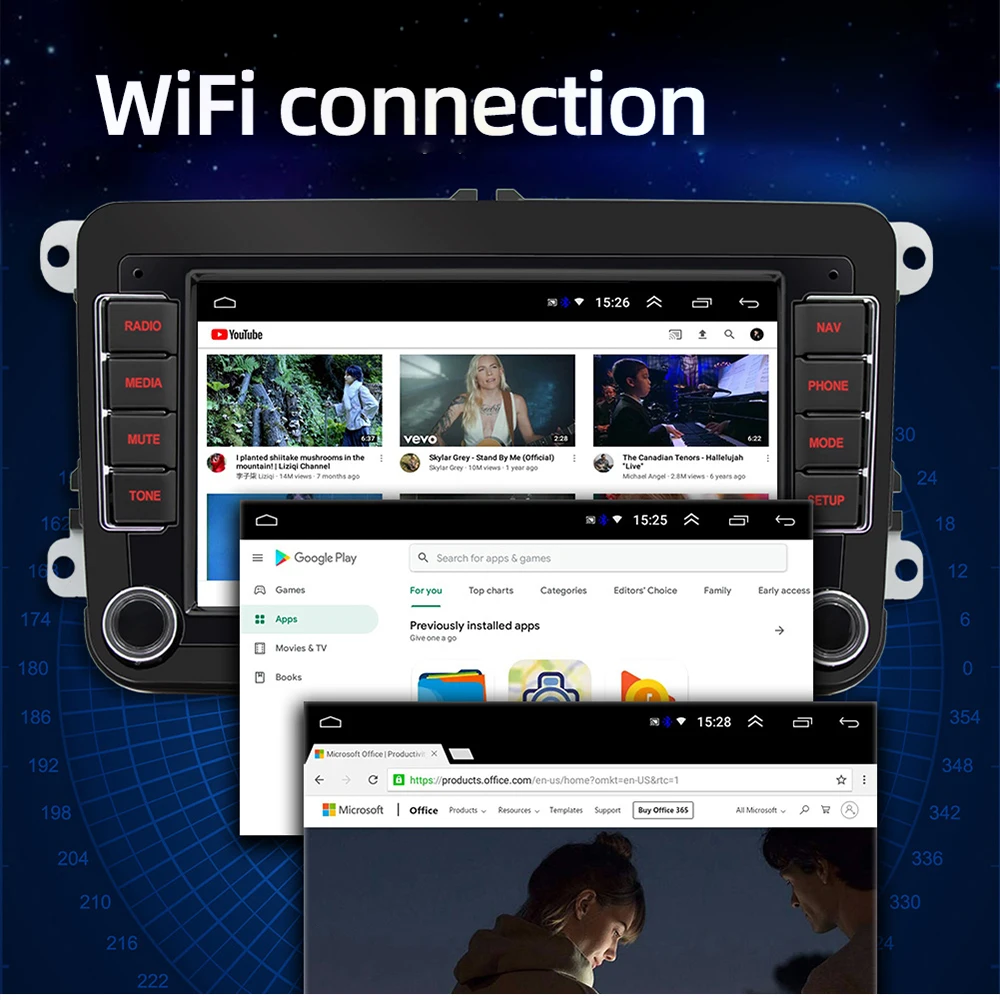 $69.02 Car Radio Stereo 2Din Android 10.1 Car Multimedia Player For VW/Passat/Touran/Caddy /Jetta /Polo/Seat GPS Radio WiFi AUX-in