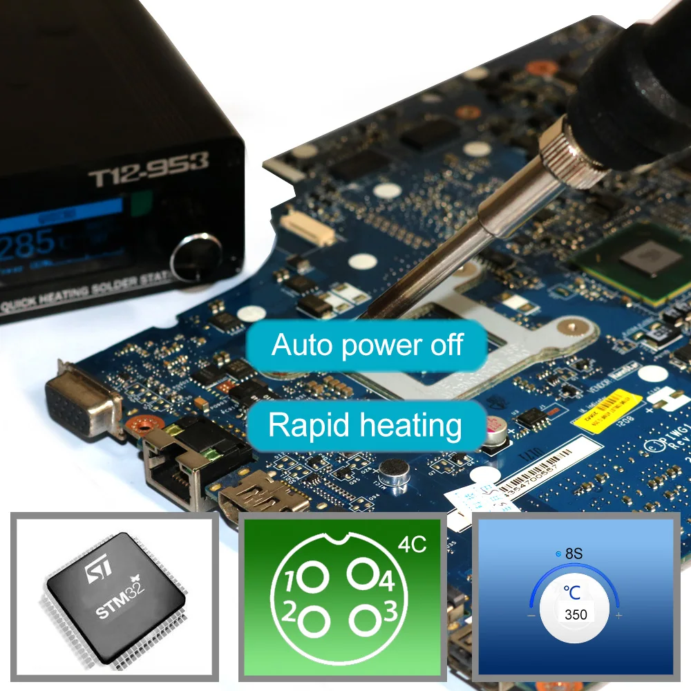 Паяльная станция STM32 с паяльником OLED T12-953 пластиковой ручкой P9 и наконечниками