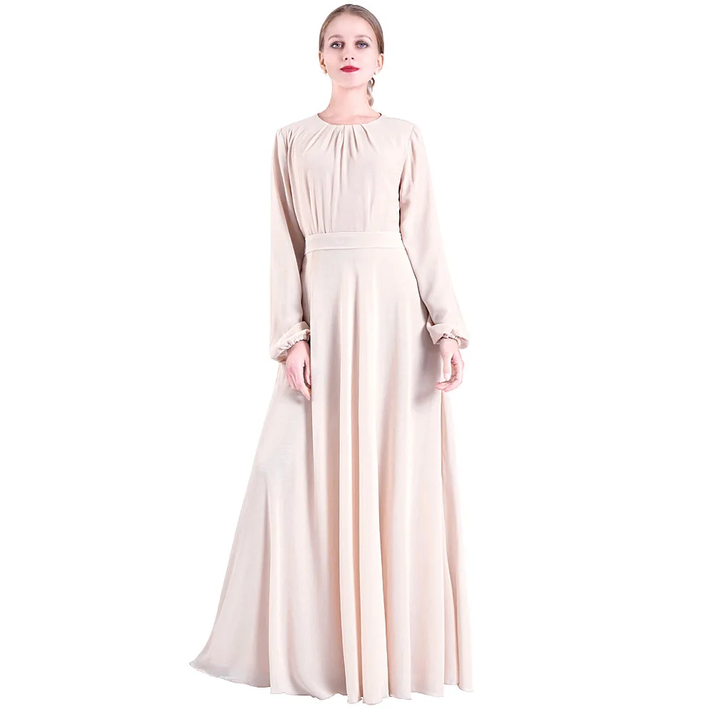 Женское шифоновое платье Siskakia длинное с длинным рукавом однотонное