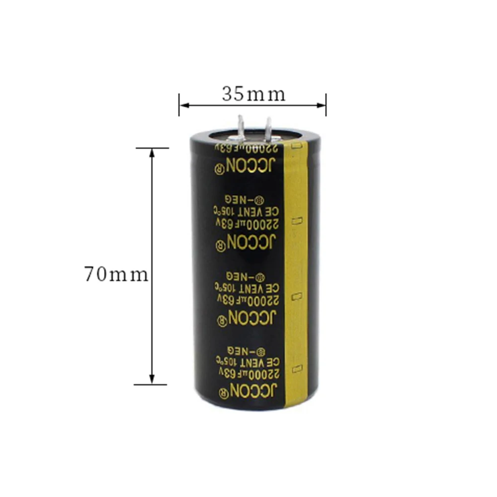 2pcs-14pcs 35x70mm 22000uF 63V JCCON Pitch 10mm 105 ℃ Horn Black Gold Audio Amplifier Filter Aluminum Electrolytic Capacitors