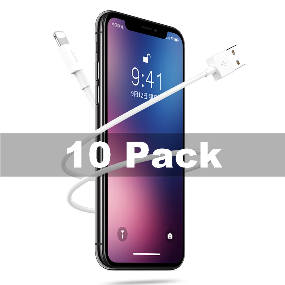 10 шт. в упаковке для Foxconn, USB кабель для iPhone X, 10, 8, 7, 6, iOS 11,3, системное зарядное устройство, зарядка для Lightning, адаптер Apple