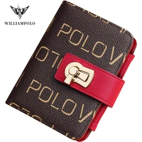 luxury brand pvc synthetic leather short wallet women fashion credit card holder coin purses business buckle