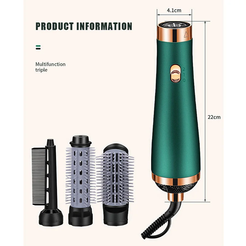 

New Electric Hair Dryer Blow Dryer Comb Rotating Hot Air Brush 3 In 1 Hairdryer Hair Blower Brush Hair Curler Auto Curling Iron